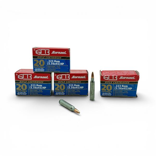 Barnaul .223 Rem, 62 Grain HPBT Non-Corrosive Ammunition, 80 Rounds