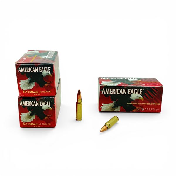 American Eagle 5.7x28mm, 40 Grain FMJ Ammunition, 150 Rounds