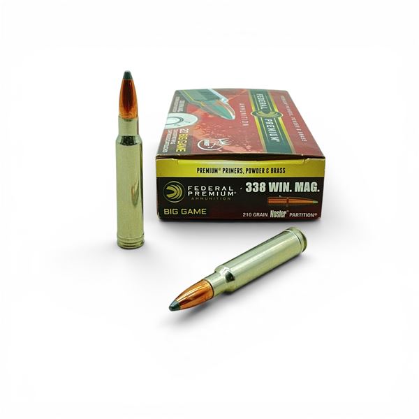 Federal Big Game .338 Win Mag, 210 Grain Nosler Partition Ammunition, 20 Rounds