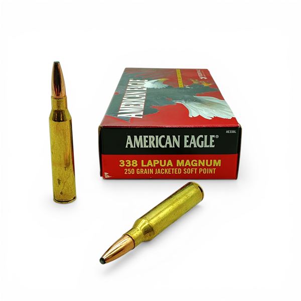 American Eagle 338 Lapua Magnum, 250 Grain JSP Ammunition, 20 Rounds