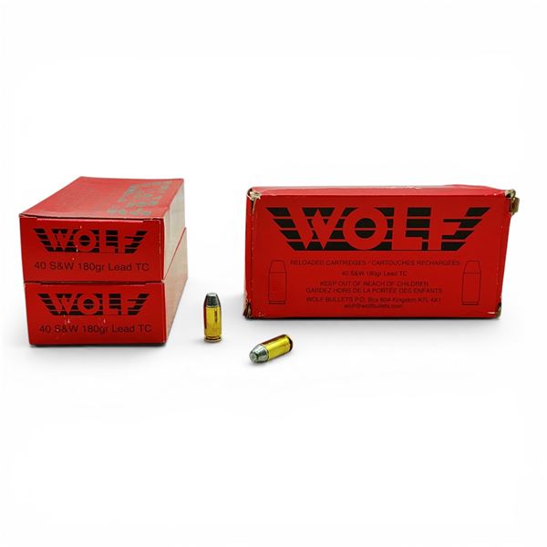 Wolf .40 S&W, 180 Grain Lead TC Reloaded Ammunition, 150 Rounds