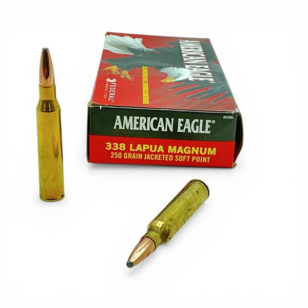 American Eagle 338 Lapua Magnum, 250 Grain JSP Ammunition, 20 Rounds