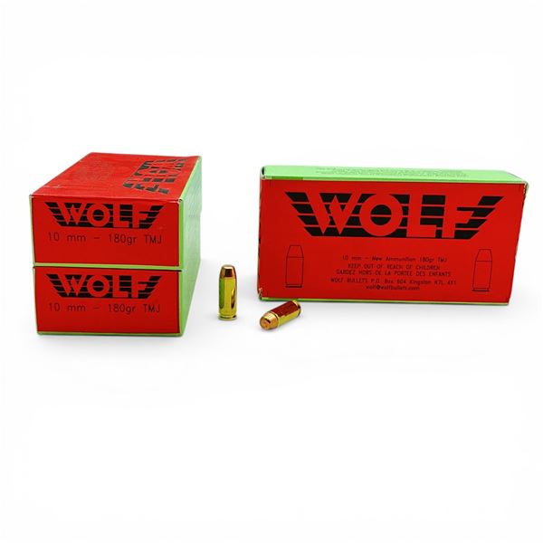 Wolf 10mm, 180 Grain TMJ Ammunition, 150 Rounds