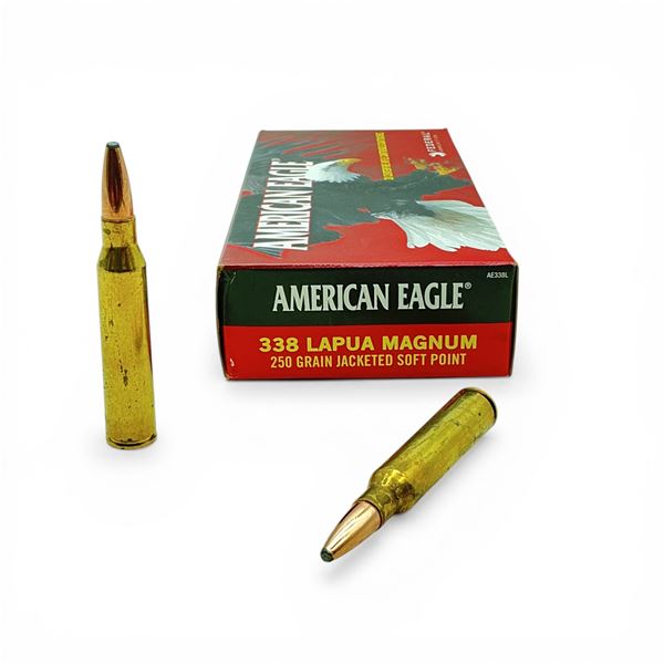 American Eagle 338 Lapua Magnum, 250 Grain JSP Ammunition, 20 Rounds