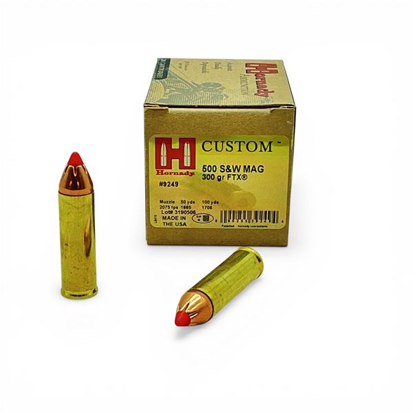 Hornady Custom 500 S&W Mag, 300 Grain FTX Ammunition, 20 Rounds