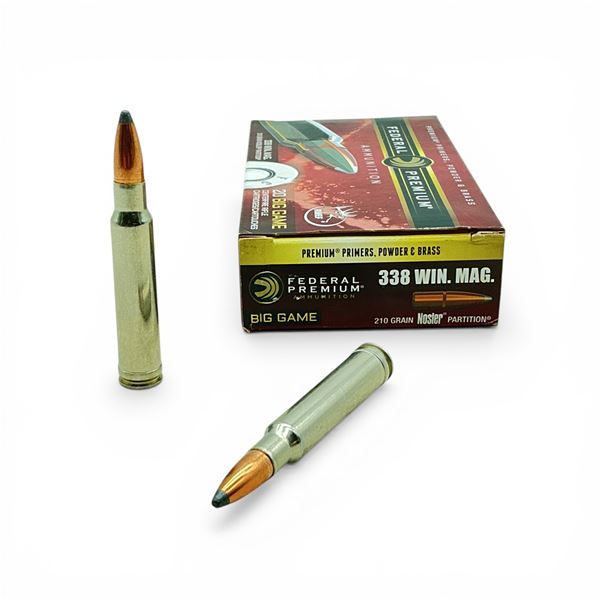 Federal Big Game .338 Win Mag, 210 Grain Nosler Partition Ammunition, 20 Rounds