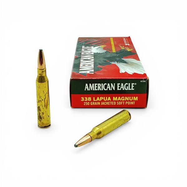 American Eagle 338 Lapua Magnum, 250 Grain JSP Ammunition, 20 Rounds