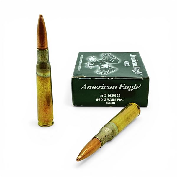 American Eagle 50 BMG, 660 Grain FMJ Ammunition, 9 Rounds