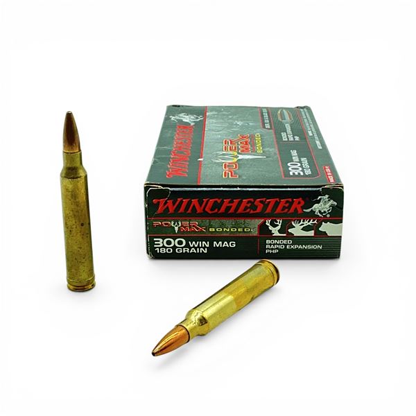 Winchester Power Max Bonded 300 Win Mag, 180 Grain Bonded Rapid Expansion PHP Ammunition, 20 Rounds