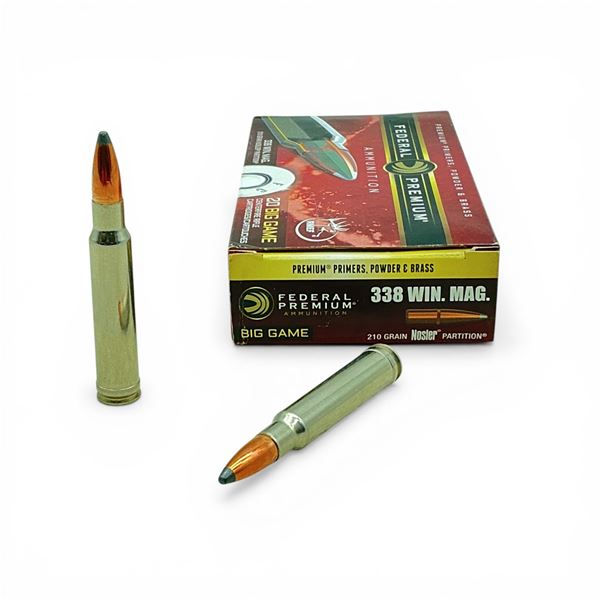 Federal Big Game .338 Win Mag, 210 Grain Nosler Partition Ammunition, 20 Rounds