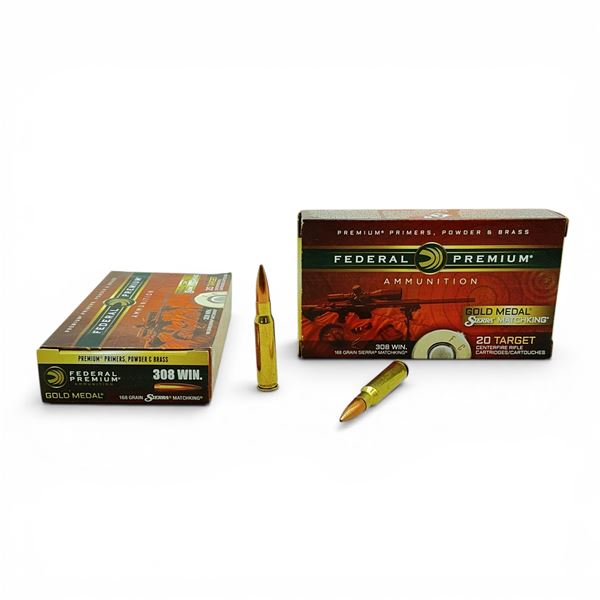 Federal Gold Metal .308 Win, 168 Grain Sierra Matchking Ammunition, 40 Rounds