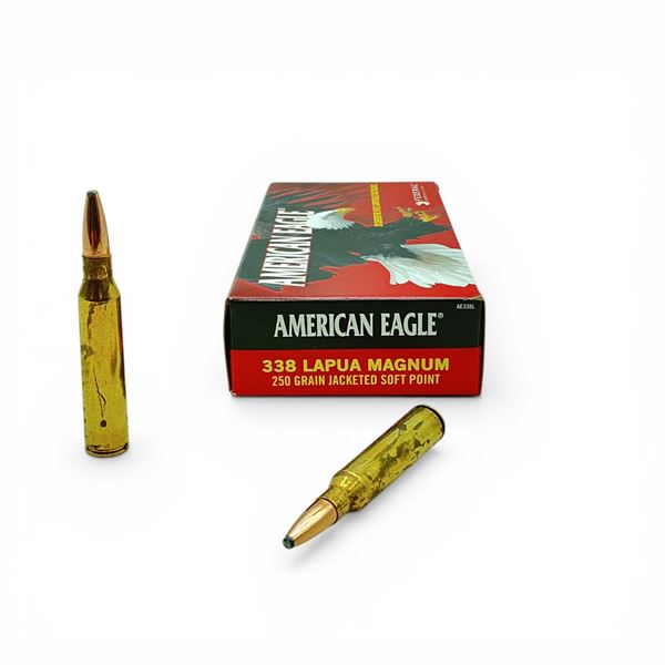 American Eagle 338 Lapua Magnum, 250 Grain JSP Ammunition, 20 Rounds
