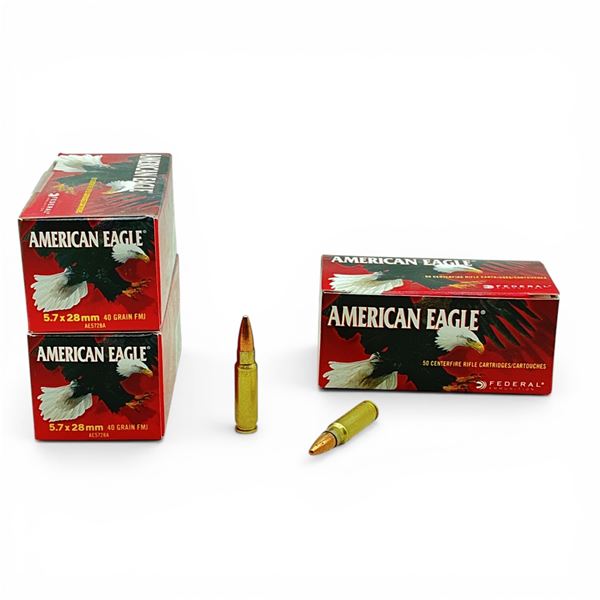 American Eagle 5.7x28mm, 40 Grain FMJ Ammunition, 150 Rounds