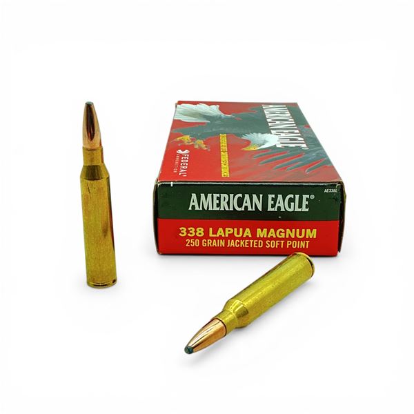 American Eagle 338 Lapua Magnum, 250 Grain JSP Ammunition, 20 Rounds