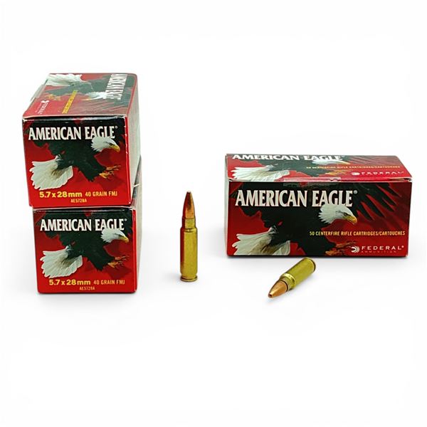 American Eagle 5.7x28mm, 40 Grain FMJ Ammunition, 150 Rounds