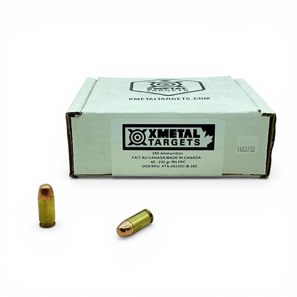 XMetal .45 Auto, 230 Grain RN FPC Ammunition, 250 Rounds