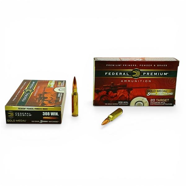 Federal Gold Metal .308 Win, 168 Grain Sierra Matchking Ammunition, 40 Rounds