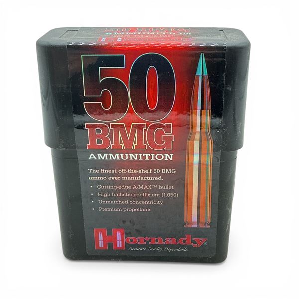 Hornady 50 BMG, 750 Grain A-Max Ammunition, 10 Rounds