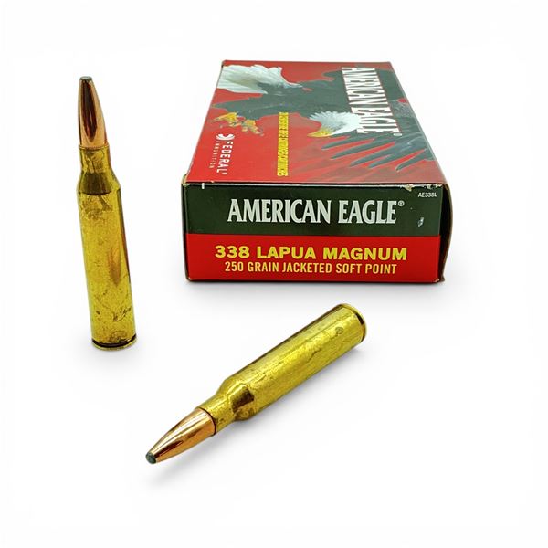 American Eagle 338 Lapua Magnum, 250 Grain JSP Ammunition, 20 Rounds