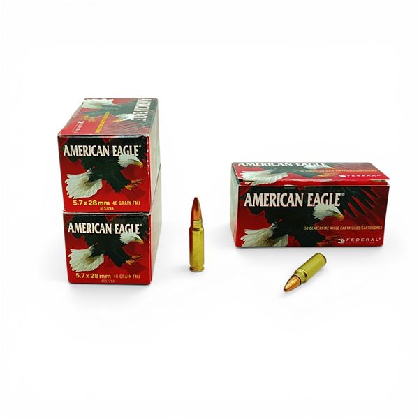 American Eagle 5.7x28mm, 40 Grain FMJ Ammunition, 150 Rounds