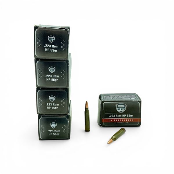 MFS .223 Rem, 55 Grain HP Ammunition, 99 Rounds