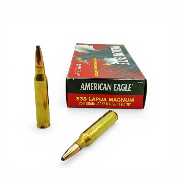 American Eagle 338 Lapua Magnum, 250 Grain JSP Ammunition, 20 Rounds