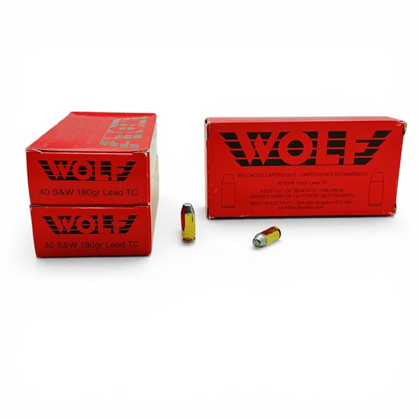 Wolf 40 S&W, 180 Grain Lead TC Reloaded Ammunition, 150 Rounds