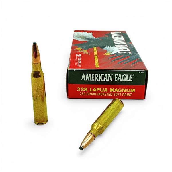 American Eagle 338 Lapua Magnum, 250 Grain JSP Ammunition, 20 Rounds