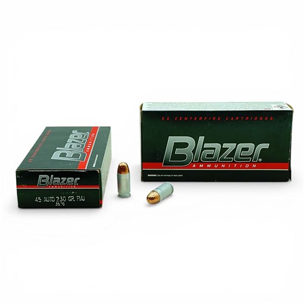 CCI Blazer 45 Auto, 230 Grain FMJ Ammunition, 100 Rounds