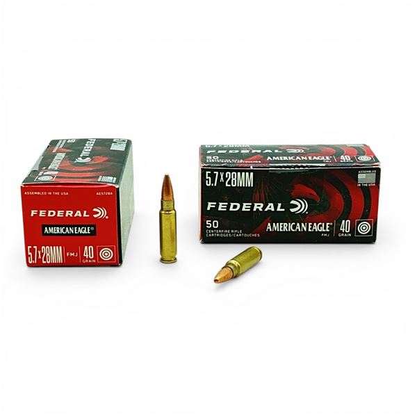American Eagle 5.7x28mm, 40 Grain FMJ Ammunition, 100 Rounds