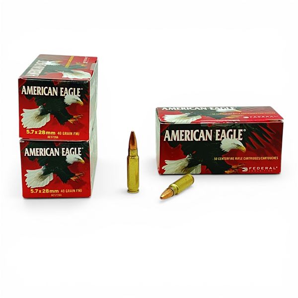 American Eagle 5.7x28mm, 40 Grain FMJ Ammunition, 150 Rounds