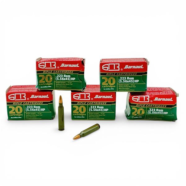 Barnaul .223 Rem, 62 Grain HPBT Non-Corrosive Ammunition, 100 Rounds