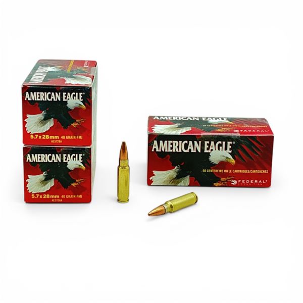 American Eagle 5.7x28mm, 40 Grain FMJ Ammunition, 150 Rounds