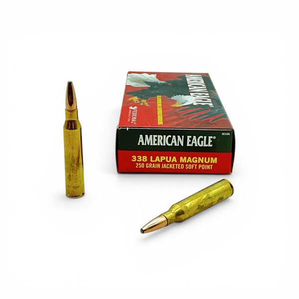 American Eagle 338 Lapua Magnum, 250 Grain JSP Ammunition, 20 Rounds