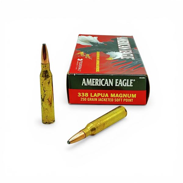 American Eagle 338 Lapua Magnum, 250 Grain JSP Ammunition, 20 Rounds