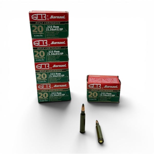 Barnaul .223 Rem, 55 Grain SPBT Non-Corrosive Ammunition, 100 Rounds