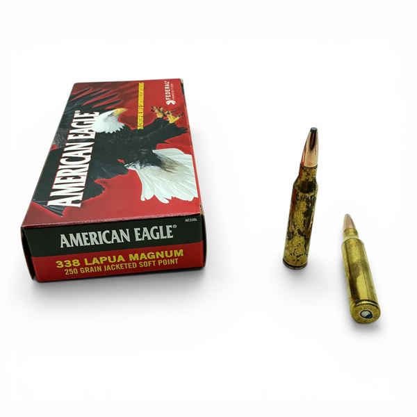 American Eagle 338 Lapua Magnum, 250 Grain JSP Ammunition, 20 Rounds