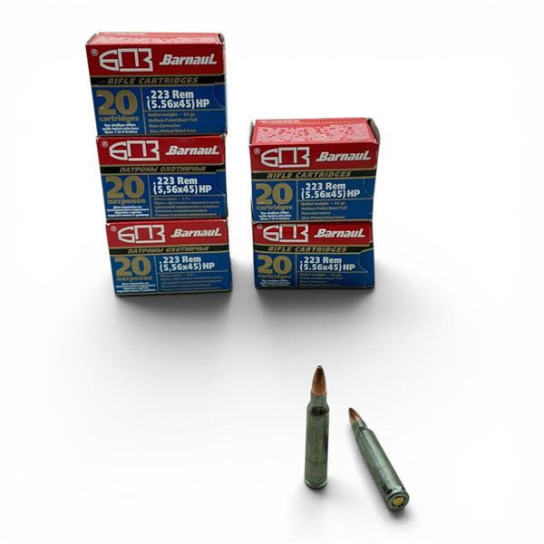 Barnaul .223 Rem, 62 Grain HPBT Non-Corrosive Ammunition, 100 Rounds