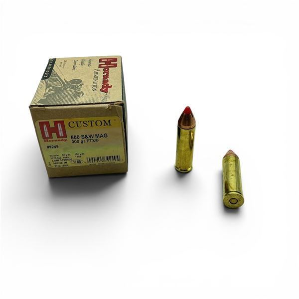 Hornady Custom 500 S&W Mag, 300 Grain FTX Ammunition, 20 Rounds