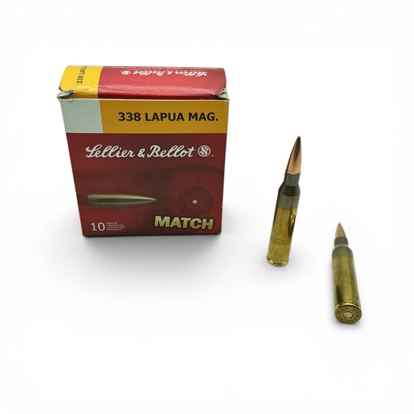 Sellier & Bellot Match 338 Lapua Mag, 250 Grain HPBT Ammunition, 10 Rounds
