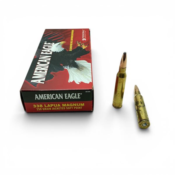American Eagle 338 Lapua Magnum, 250 Grain JSP Ammunition, 20 Rounds