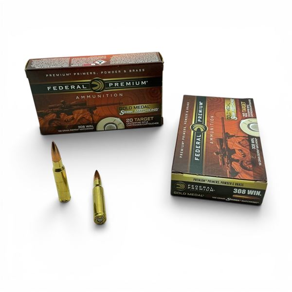 Federal Gold Metal .308 Win, 168 Grain Sierra Matchking Ammunition, 40 Rounds