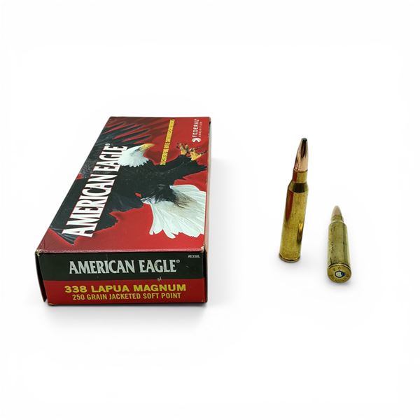 American Eagle 338 Lapua Magnum, 250 Grain JSP Ammunition, 20 Rounds