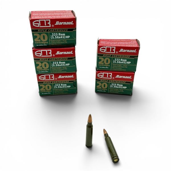 Barnaul .223 Rem, 62 Grain HPBT Non-Corrosive Ammunition, 100 Rounds