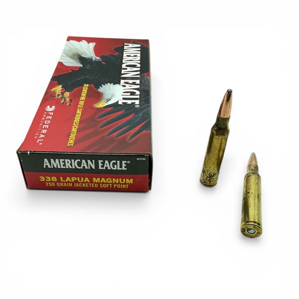 American Eagle 338 Lapua Magnum, 250 Grain JSP Ammunition, 20 Rounds