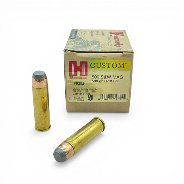 Hornady Custom 500 S&W Mag, 500 Grain FP XTP Ammunition, 20 Rounds