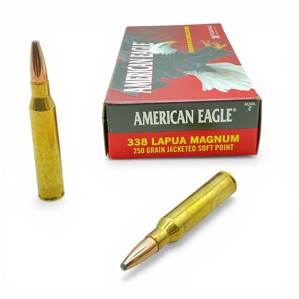 American Eagle 338 Lapua Magnum, 250 Grain JSP Ammunition, 20 Rounds