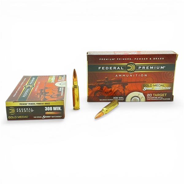 Federal Gold Metal .308 Win, 168 Grain Sierra Matchking Ammunition, 40 Rounds