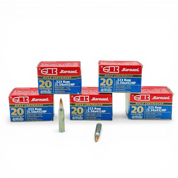 Barnaul .223 Rem, 62 Grain HPBT Non-Corrosive Ammunition, 100 Rounds