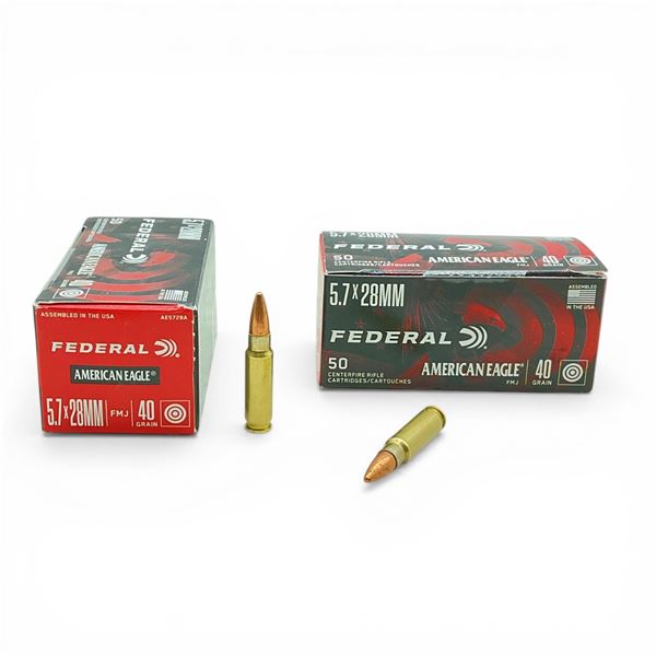 American Eagle 5.7x28mm, 40 Grain FMJ Ammunition, 100 Rounds